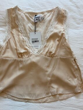 NWT Princess Polly Cream Lace-Trim Top